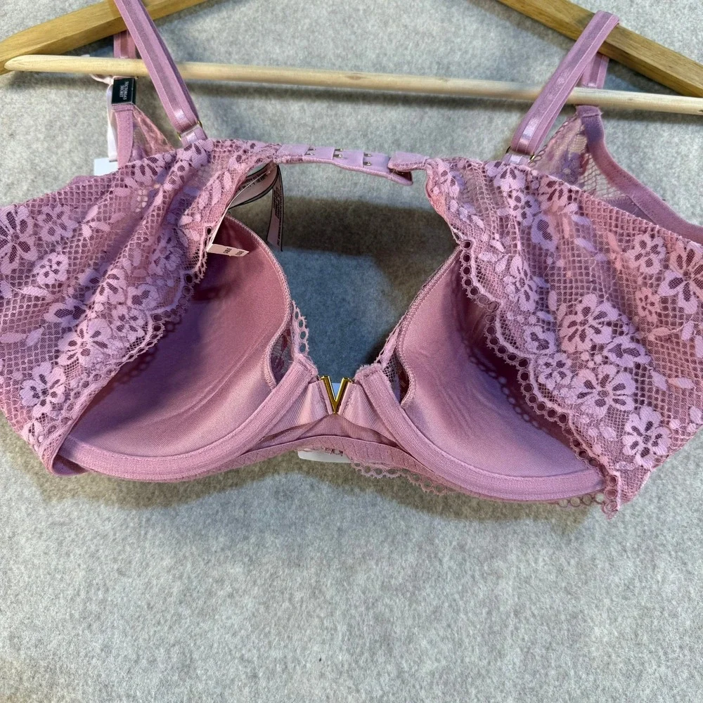 Victorias Secret Love Cloud Lightly Lined Demi Bra Pink Floral Lace 36D NWT